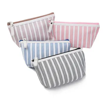 

Mini Pouch Bag Lady Cosmetic Bag Cute Phone Bag Dropshipping Women Makeup Bag Stripe Zipper Beauty 2020 New Hot Sale