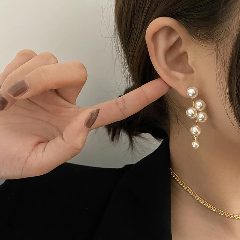 2021 New Fashion Korean Oversized White Pearl Drop Earrings for Women Bohemian Golden Round Zircon Wedding Earrings Jewelry Gift - Image 6