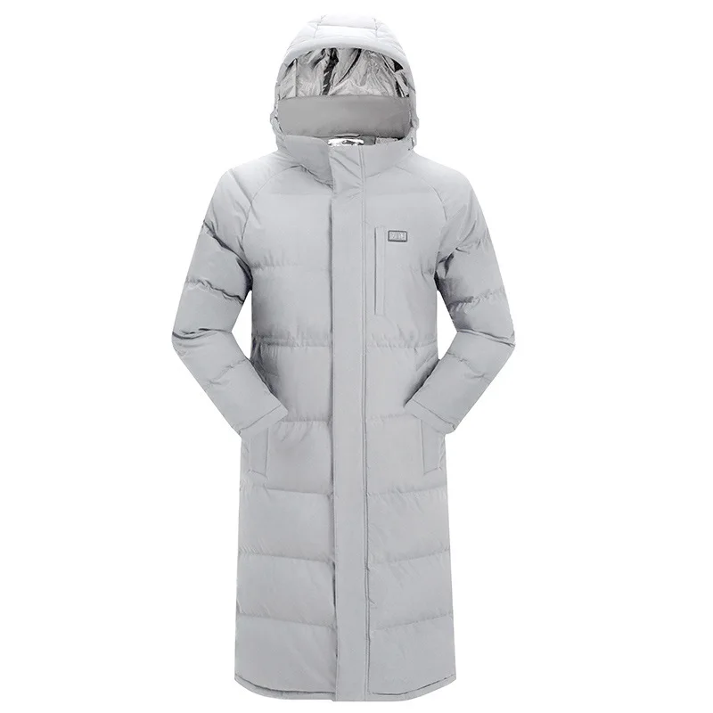 Мужская и женская куртка с USB подогревом, зимняя куртка для любителей улицы, длинное пальто с капюшоном, теплая одежда для пеших прогулок, SA-8 - Цвет: grey