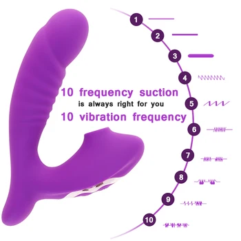 Clitoral Sucking G Spot Dildo Vibrator with 10 Powerful Modes Clit Sucker Rechargeable Clitoris Stimulator SM Sex Toys for Women 2