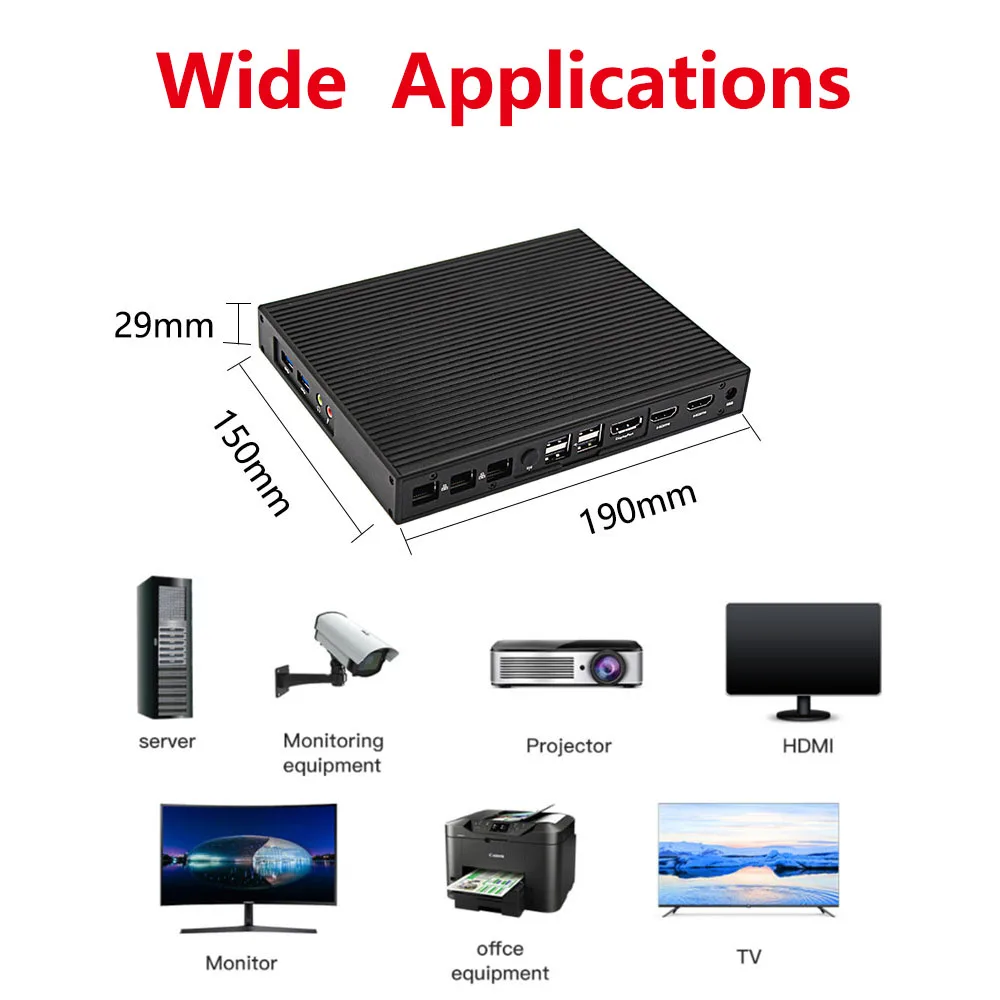 Maxtang Fanless Mini PC with Intel Celeron J3455 Quad Core, Windows 10, Dual WiFi, HDMI, DP, USB-C, 4K Gaming Computer. Description Image.This Product Can Be Found With The Tag Names Barebone Mini PC, Computer Office, Mini pc