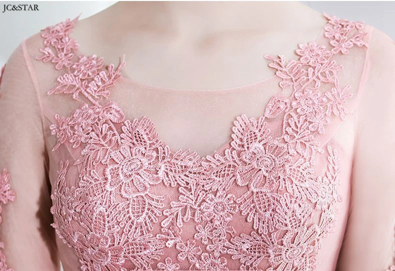 Abito damigella rosa Черпак шеи Кружева богемное розовое свадебное платье для гостей длинное vestidos de dama de honor para boda
