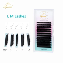 

AGUUD L/L+/LC/LD/LU/M Curl Lashes Mix8-15mm L Shape Eyelashes Extensions Matte Black False Individual Eyelashes Soft Silk Makeup