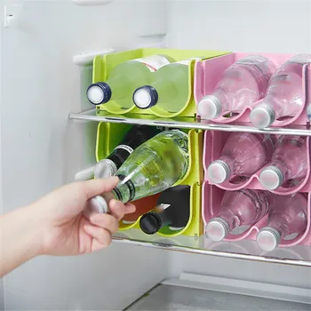 

Fridge Storage Beverage Box Kitchen Refrigerator Space Saver Organizer Hollow Two Grids Drinking Plastic Storage Boxes