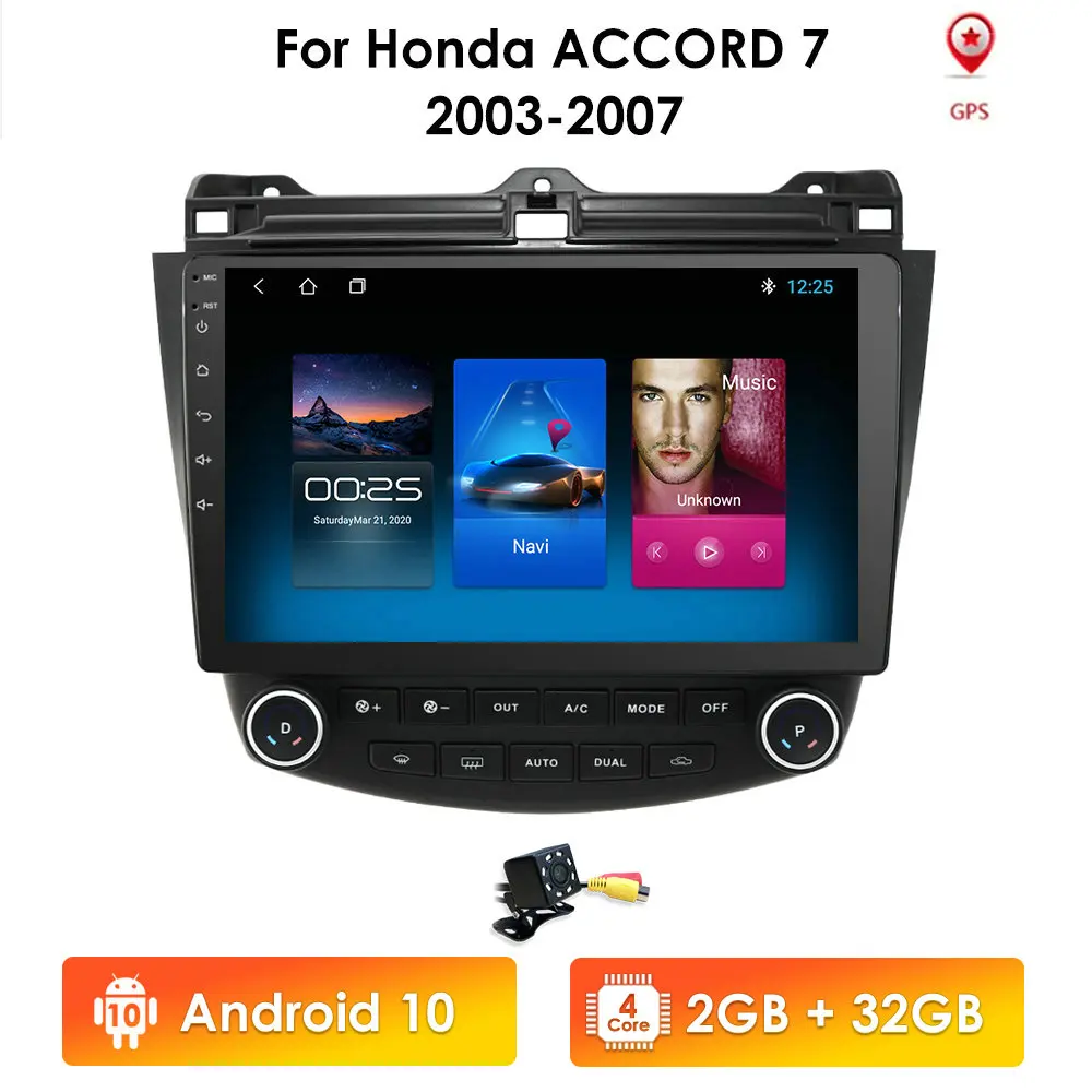 2G 64G Android 10 автомобильный радиоприемник GPS-навигация для Honda ACCORD 7 2003 2004 2005 2006 2007 Multimidia SWC FM CAM-IN USB DAB + DTV