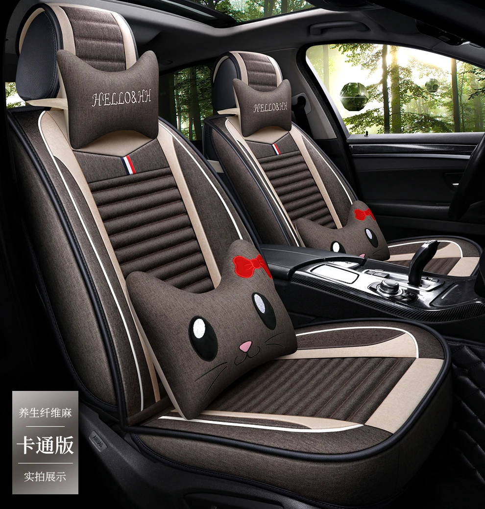Full Coverage flax fiber car seat cover auto seats covers for Citroen c1 celysee ds3 c4 ds4 c5 ds5 c3 aircross c4aircross c3pica