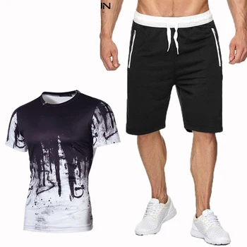 

Summer solid color 3D digital gradient print new high-quality men's T-shirt 2020