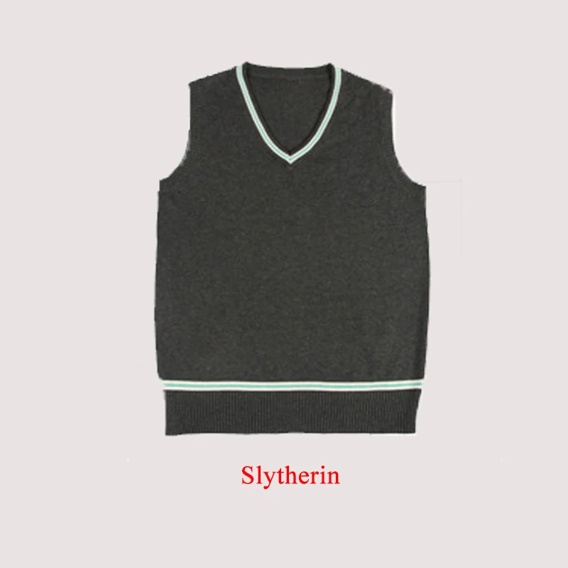 Slytherin Комплект из 2 предметов для взрослых, косплей, свитер Гриффиндор Слизерин, Ravenclaw Hufflepuff, свитер, галстук, жилет, одежда, костюмы Поттера D2103AD - Цвет: Slytherin
