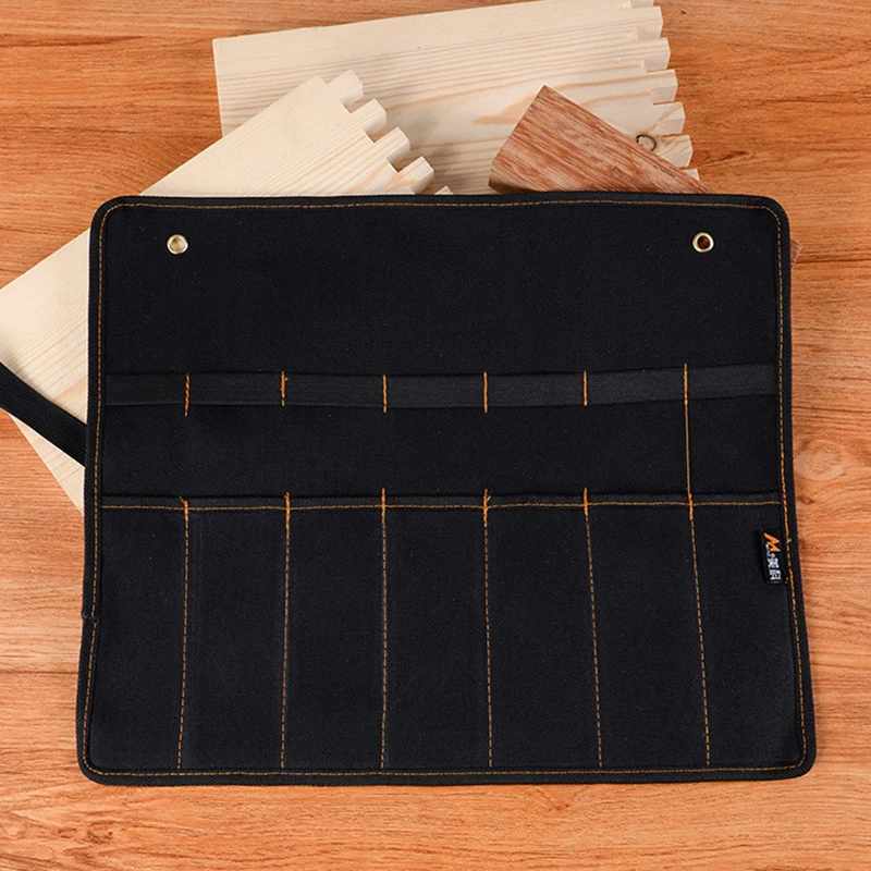 Tool Case Chisel Carrying Case Canvas Pocket Tool Roll Holder Wrench Pouch 4 Pockets Organizer for Knife Hammers Gouges Carpenter