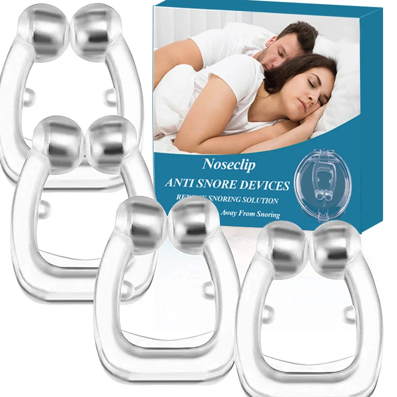 Silicone Magnetic Anti Snore Stop Snoring Nose Clip Sleep Tray Sleeping Aid Apnea Guard Night Device with Case Anti Ronco 1/4PCS