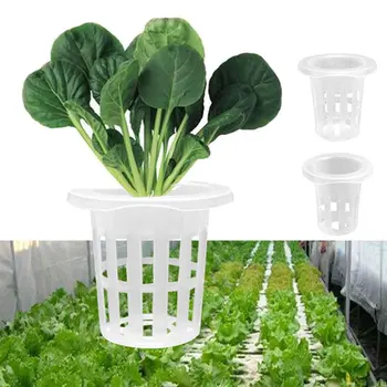 

50pcs Hydroponic Cup Slotted Home Soilless Cultivation Mesh Pot Half Transparent Garden Tool Plant Nursery Aeroponic Heavy Duty
