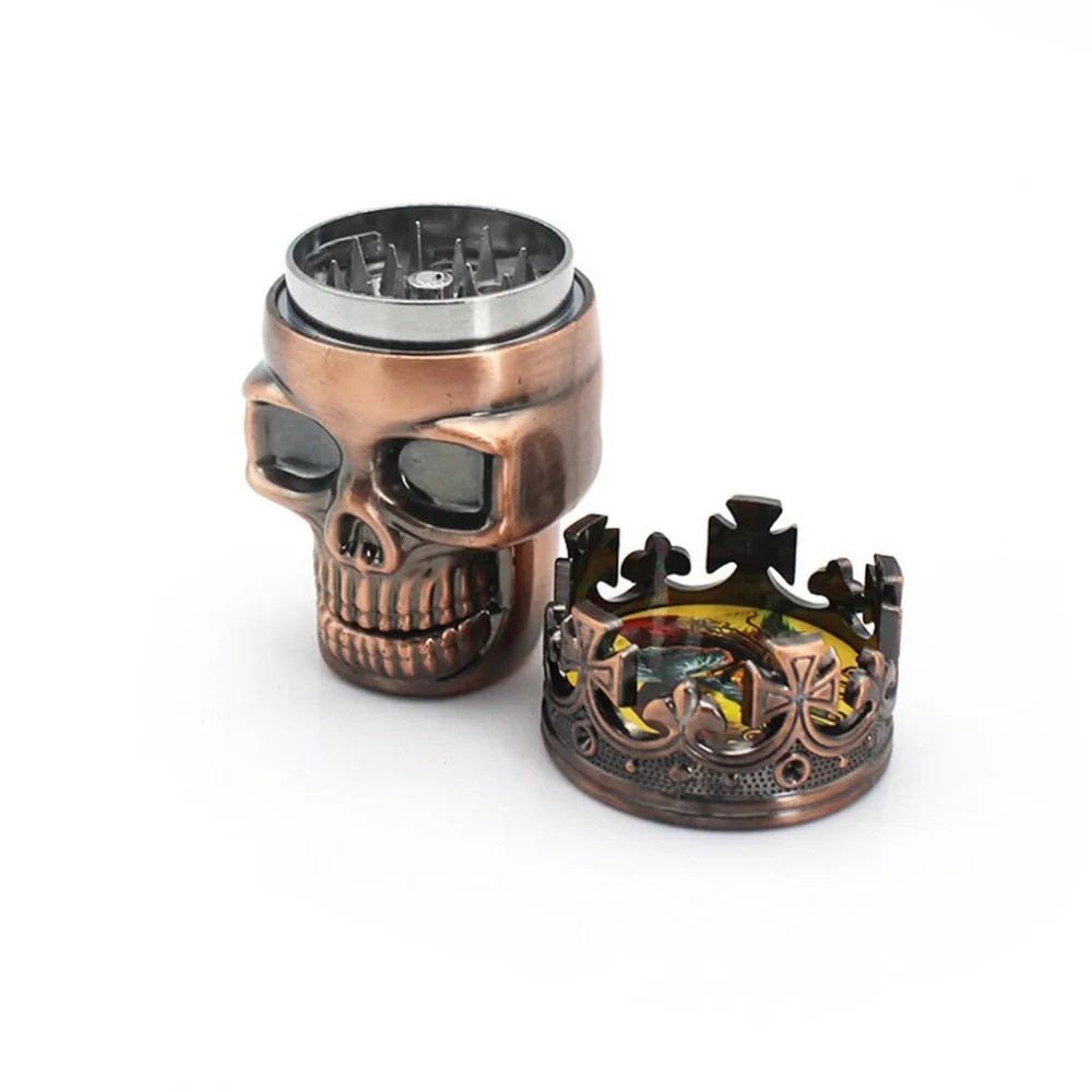 Дымоизмельчитель металлический Король Череп Табак Специи травы 3 слоя зубы измельчитель дробилка пыльца Ловца табака аксессуары