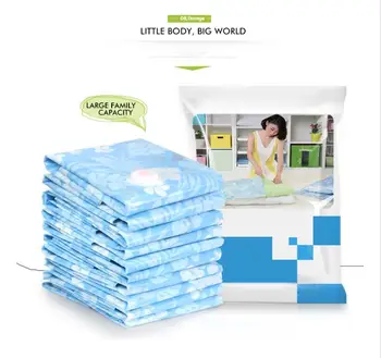 

Space Saver Premium Reusable Vacuum Storage Bags Save 75% More Storage Space Double Zip Seal & Leak Valve Hand Pump Included