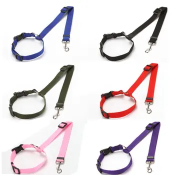

Dog Cat Safety Seat Belt Strap Car Headrest Restraint Adjustable Nylon Fabric Dog Restraints Vehicle Seatbelt