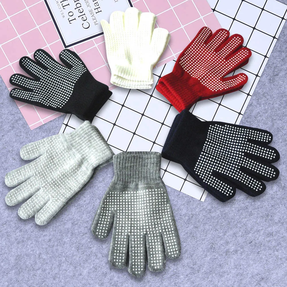 

Winter Gloves Winter Keep Warm Mittens Magic-Stretch Gripper Glove Kids Size Colorful Set Knit Gloves Windproof Outdoor Glove