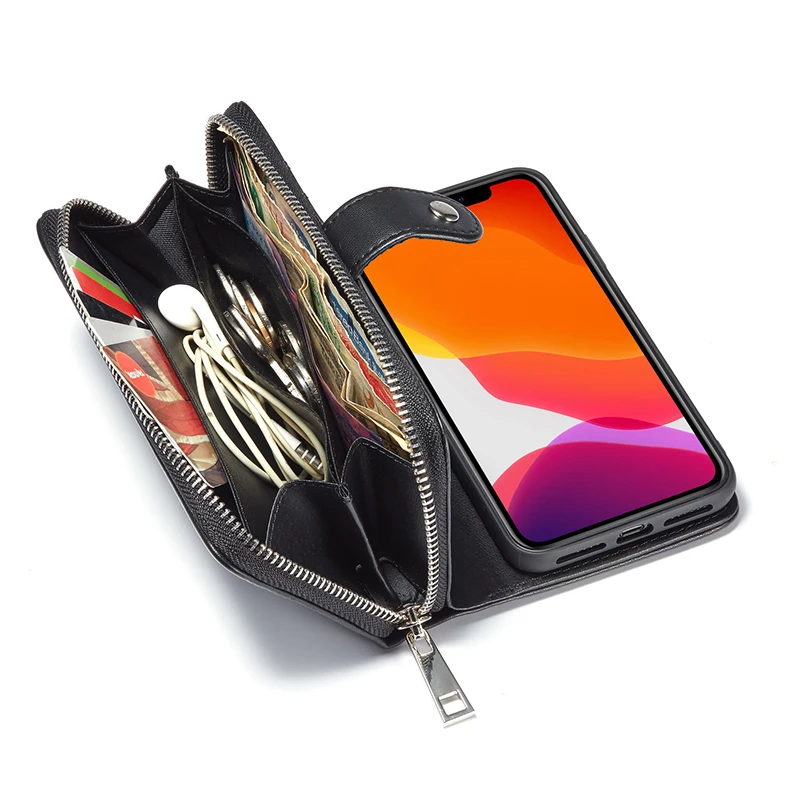 Чехол кошелек для iPhone 11 Pro Max 6 6s 7 8 Plus X XR XS 5 5s SE 2020 Кожаные чехлы книжки со съемной
