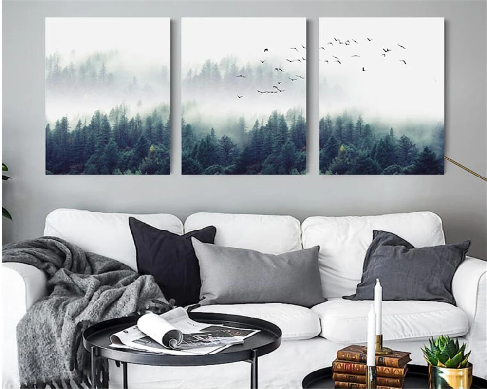 

beibehang Customized modern new Nordic minimalist cloud forest scenery TV background papel de parede wallpaper papier peint