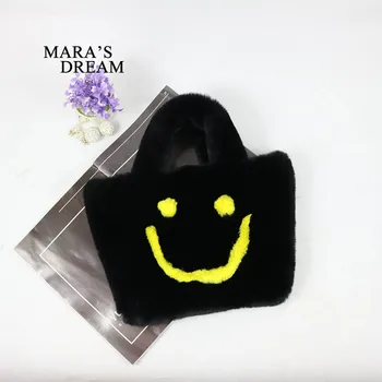 

Mara's Dream 2020 New European and American Handbags Ladies Fashion Small Square Bag Bucket Bag Imitation Rabbit Hair Girl Bag
