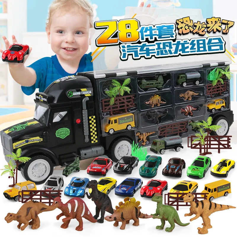

Children Toy Dinosaur Container Baby Alloy Car Model Set Little Boy 7 Car Race Car 3-5-6-Year-Old
