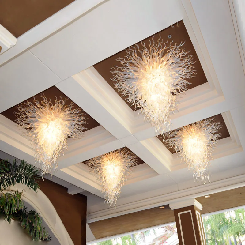 White Middle Latest Design Murano Ceiling Blown Glass Chandelier for Hotel Decoration