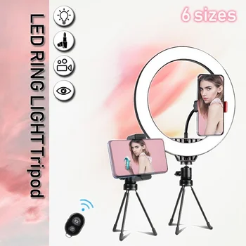 

Photography LED Selfie Ring Light 26CM Phone Youtube Camera Light 10inch Table Tripods for Makeup Video Live Studio Photo Light