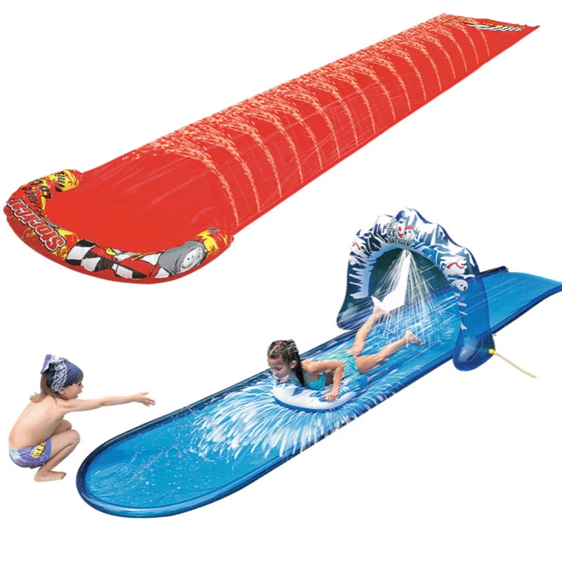 Water Slides Inflatable Water Slide Game Toy Water Toy Double Sliding Cloth Children Grass Outdoor Water Spray Pad Water Ring 3