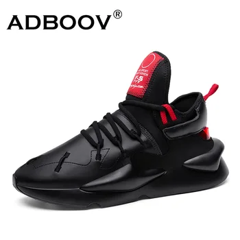 online ADBOOV Ao Ar Livre PU LEATHER Men Lace Up Sneakers Esportes Dos Homens Negros Da Moda Sapatos Casuais Tornozelo Calçado De Peso Leve Homme
