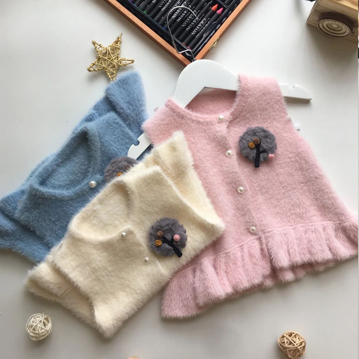 

2019 Autumn And Winter New Style Cardigan Vest Childrenswear Kids' Sweater Girls Versitile