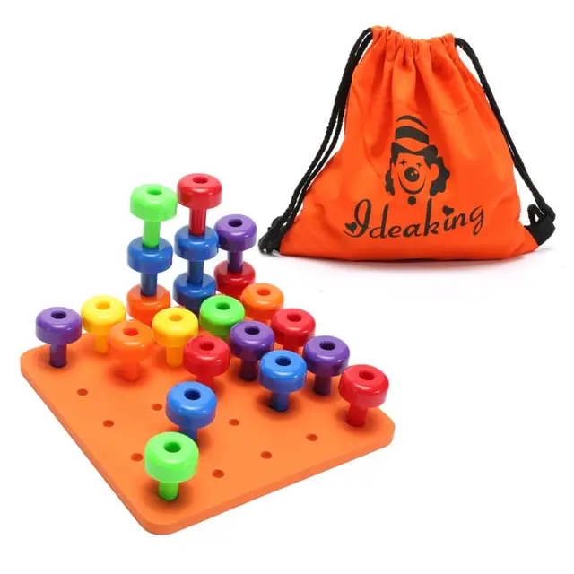 Wooden Peg Board Set Children Classification Toys Fine Motor Skills Kids Baby Preschool Activities Educational Building Blocks 1