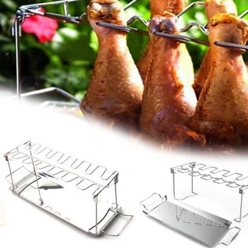 

Chicken Wing Leg Rack For Grill Smoker Oven Stainless Steel Vertical Roaster Stand In BBQ Safe Barbecue Accessories Grill