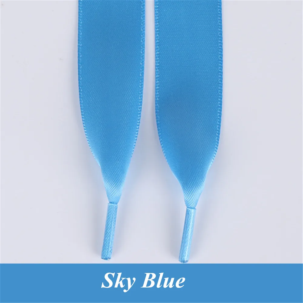 1 пара 80 см-160 см шелковые ленты полиэфирные шнурки для ботинок плоские шнурки обуви кроссовки спортивная обувь кружева Прямая 30 цветов - Цвет: Sky Blue