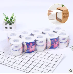 

10roll Three Ply Bamboo Pulp Roll Paper Solid Color Household Toilet Paper for Bathroom Kitchen Workshop White Soft