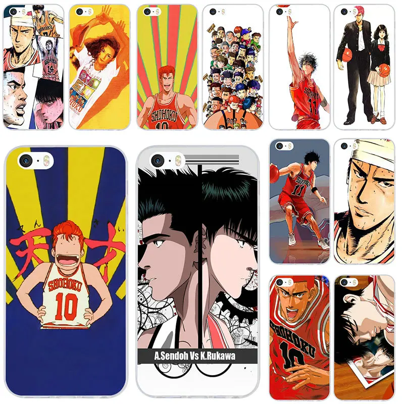 Soft TPU Mobile Phone Case For iPhone 4S 5S 6S 7 Plus 8 8Plus X XR XS Max Shell Back Cover Coque Anime Slam Dunk Shohoku Team | Мобильные