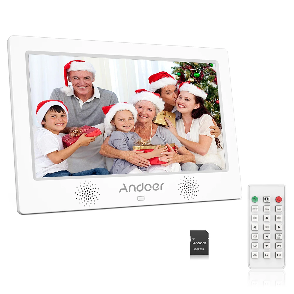 Рождественский подарок Andoer 10,1 дюймов цифровая фоторамка 1024*600 разрешение TFT-LED экран поддержка календарь/часы/будильник