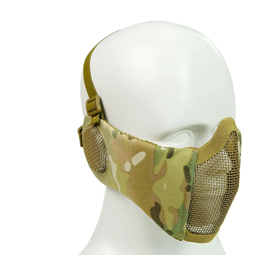 

Foldable Tactical Half Face Protective Mask Mesh Lower Face Mask with Ear Protection for Military Paintball Hunting Airsoft