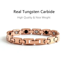 8 мм розовый/золотой женский вольфрамовый карбидный браслет с ромбовидной пряжкой здоровье магнитный браслет