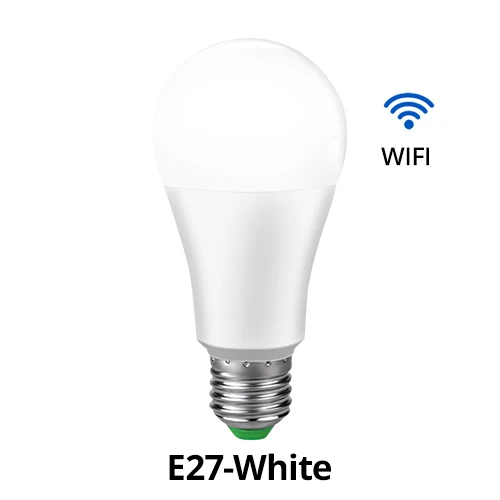 E27 White Лампа E27, умный светильник с регулируемой яркостью, Wifi, 15 Вт, AC 85-265 в, умный дом, Wifi, светодиодный светильник, приложение, дистанционное управление, настольная лампа с Alexa - Испускаемый цвет: E27 White