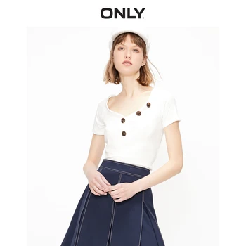 

ONLY Women's Slim Fit Stretch Low-cut V-neckline Short-sleeved Knit T-shirt | 119201587