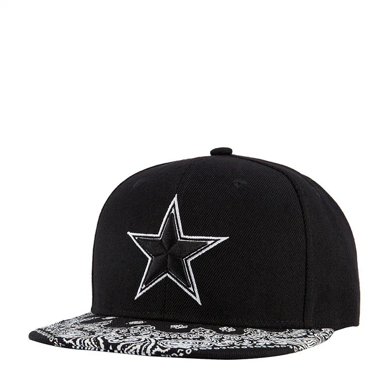 Autumn and Winter New Style Flat-brimmed Cap Europe America Fashion Hat Embroidered Five-pointed Star Baseball Men's | Аксессуары