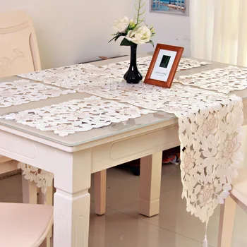 

White Table Runner For Wedding Luxury Hollow Modern Embroidered Table Runner Christmas Table Cloth For Home Party Decoration