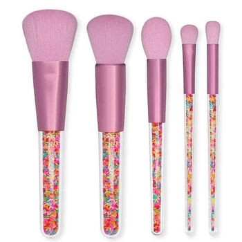 

5x Candy Makeup Brush Sets Granules Transparent Handle Makeup Brush Set