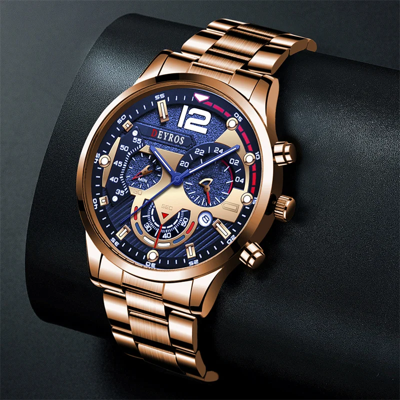 Luxury Mens Watches Male Gold Bracelet Stainless Steel Quartz Calendar Watch For Men Business Luminous Clock relogio masculino 4