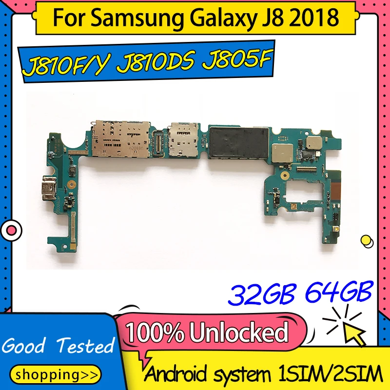 Full Unlocked Tested Good Logic Board For Samsung Galaxy J8 J800f J810f ...
