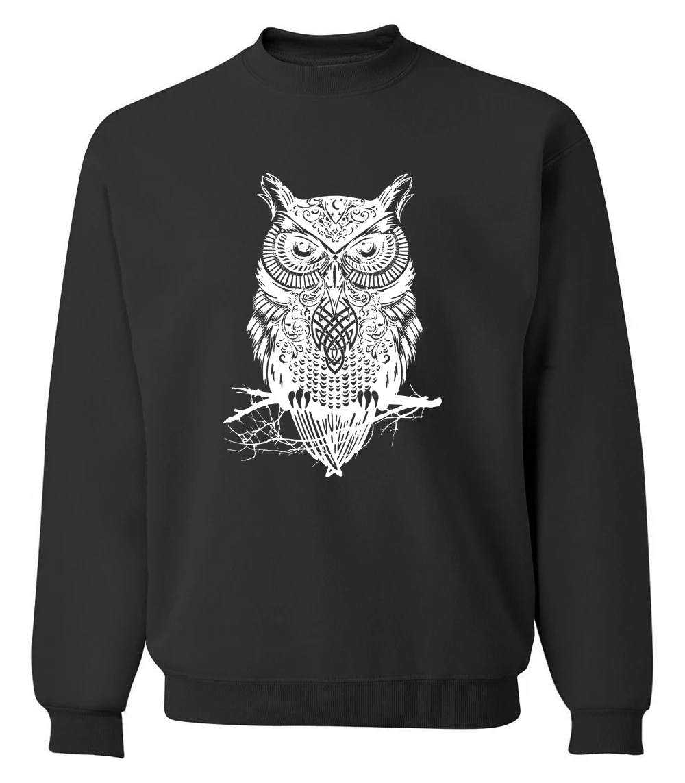 new spring winter fashion owl animal sweatshirt hoodies hip hop style streetwear slim fit brand clothing tracksuit men - Цвет: black