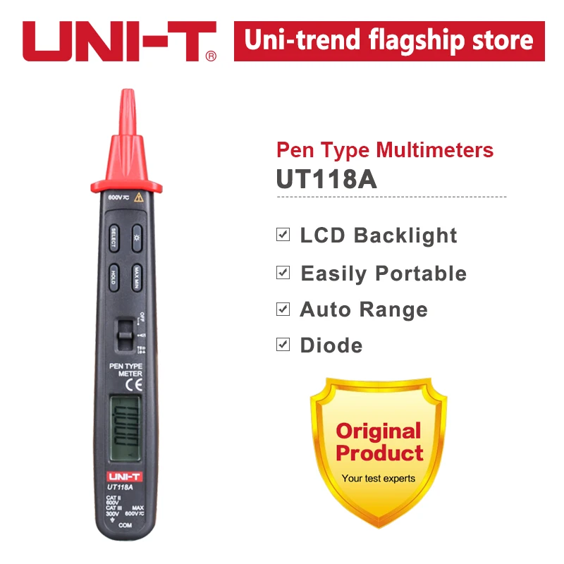 

UNI-T UT118A Pen Type Digital Multimeter AC DC Voltage Resistance Capacitance Test Auto Scan Measurement LCD Backlight Flash