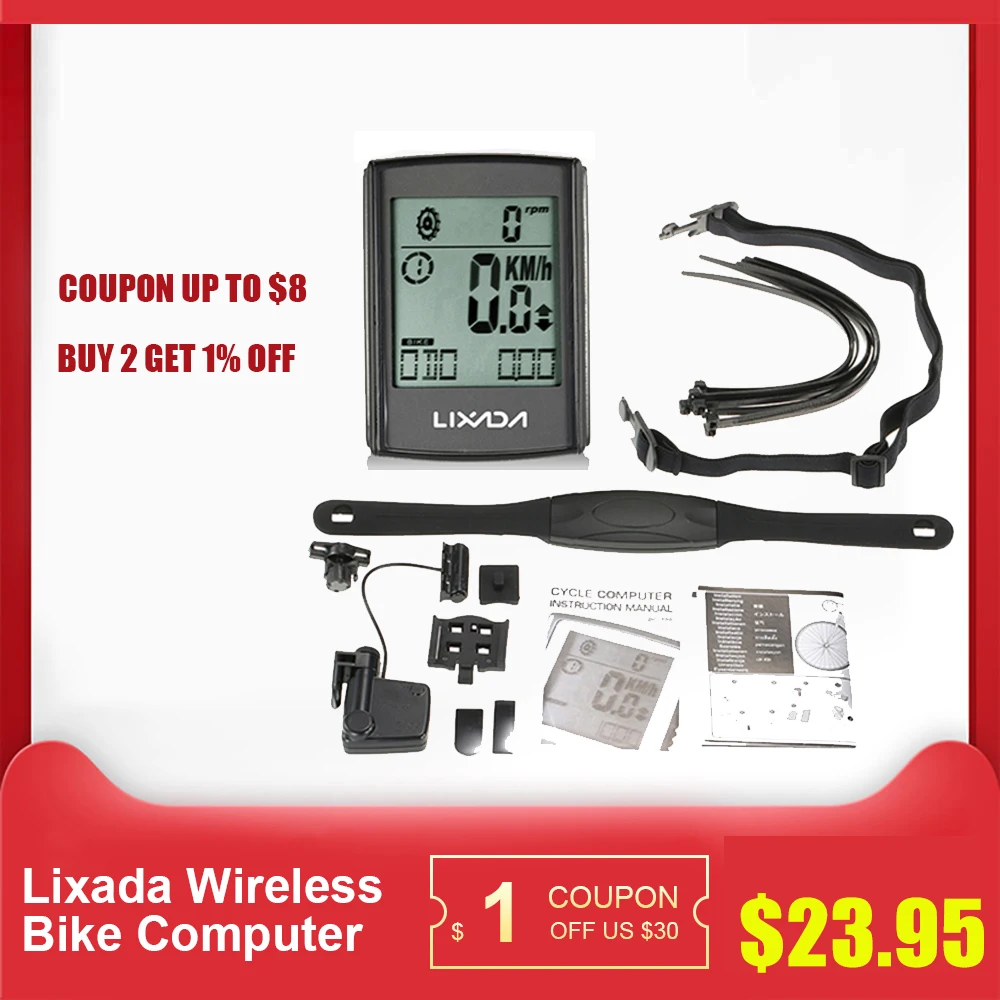 Lixada Wireless Bicycle Computer Bike Odometer Speedometer LCD Display
