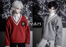 BJD – vêtements de poupée gris, col en v, T shirt pour 1/3 1/4 BJD SD MSD SD17 oncle POPO68 SSDF, taille de poupée, accessoires