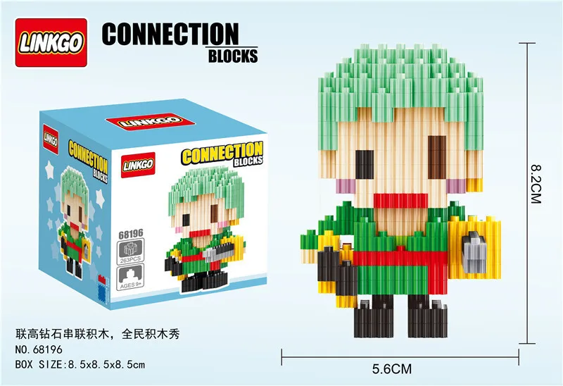 thumbnail image 1 of 200 piezas + One Piece Anime Building Blocks Kakashi Luffy Gaara Chopper Modelo Connection Mini Brick Figures Juguetes para niños, 1 of 5
