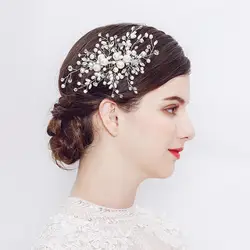 Цветы Свадебные украшения для головы аксессуары для волос с жемчугом Кристалл Свадебные расчески для волос свадебные женские украшения