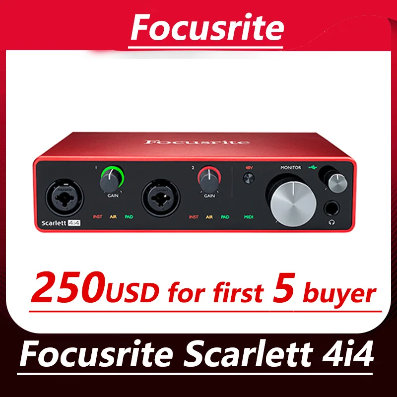Focusrite Scarlett 4i4(3rd gen) 4 input 4 output USB audio interface sound card for Microphone Guitar Bass
